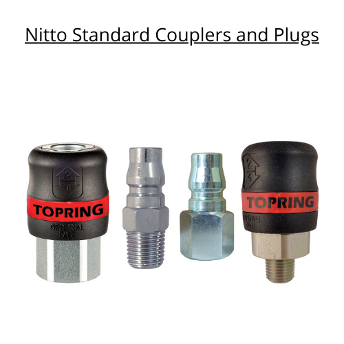 Topring Nitto Quick Disconnect Couplers and Plugs, offers Thread Size: , 1/4 (F) NPT, 3/8 (F) NPT, 1/4 (M) NPT, 3/8 (M) NPT, 1/2 (F) NPT Matrial options: Steel, Composite