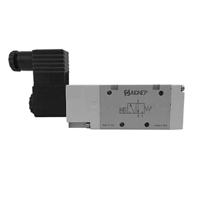 AIGNEP 01V Series Valves 01VA03020201 AIGNEP - 01V Control Valves Series - 3/2 Normally Closed Single Solenoid Ext Pilot G-Thread 1/8" - 24V DC/3W coil - Without LED