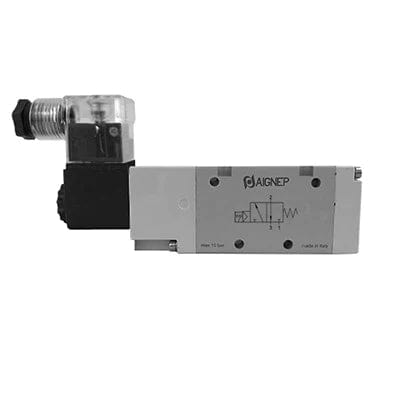 AIGNEP 01V Series Valves 01VA0302N0102 AIGNEP - 01V Control Valves Series - 3/2 Normally Closed Single Solenoid Ext Pilot 1/8" NPTF - 12V DC/3 W coil - With LED