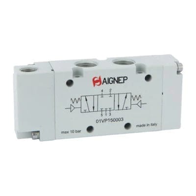 AIGNEP 01V Series Valves 01VP07CC05N AIGNEP - 01V Control Valves Series - Pneumatic Valve - 5/3 Double Air Pilot/Spring Cent Closed Center 1/2" NPTF Ports