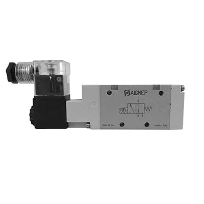 AIGNEP 01V Series Valves 01VS03050202 AIGNEP - 01V Control Valves Series - 3/2 Normally Closed G-Thread 1/2" Single Solenoid Pilot Spring Return - 24V DC/3W coil - With LED