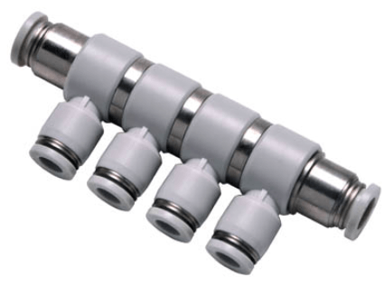 Airtac Pneumatic Components Airtac PHD: Push Lock Fitting, Universal Reducer Four Branch Union - PHD10-8 (BAG OF 10 pcs.)