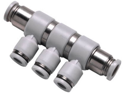 Airtac Pneumatic Components Airtac PHK: Push Lock Fitting, Universal Reducer Triple Branch Union - PHK10-8 (BAG OF 10 pcs.)