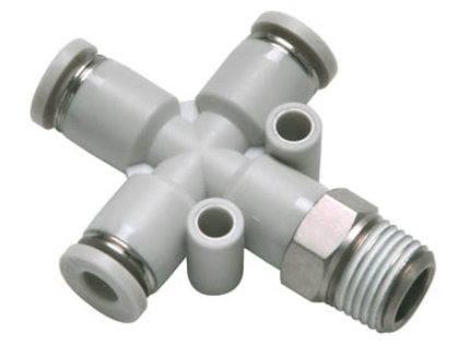 Airtac Pneumatic Components Airtac PZB: Push Lock Fitting, Threaded Cross - PZB1002 (BAG OF 10 pcs.)