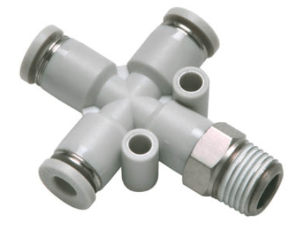Airtac Pneumatic Components Airtac PZB: Push Lock Fitting, Threaded Cross - PZB1003 (BAG OF 10 pcs.)