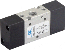 AZ PNEUMATICA Air Pilot Valves 05.002.4 (731 CC) : AZ Pneumatica 18 mm in-line  3/2 1/8" Dual pneumatic pilot