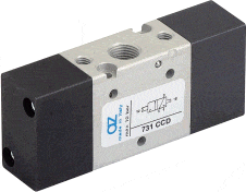 AZ PNEUMATICA Air Pilot Valves 05.003.4 (731 CCD) : AZ Pneumatica 18 mm in-line  3/2 1/8" Dual pneumatic pilot, With differential