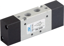AZ PNEUMATICA Air Pilot Valves 05.007.4 (751 CCD) : AZ Pneumatica 18 mm in-line  5/2 1/8" Dual pneumatic pilot, With differential