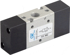 AZ PNEUMATICA Air Pilot Valves 05.071.4 (731 MCA) : AZ Pneumatica 18 mm in-line  3/2 1/8" NO pneumatic pilot, Spring return