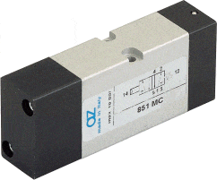 AZ PNEUMATICA Air Pilot Valves 05.077.4 (851 MC) : AZ Pneumatica VDMA 18 mm 5/2 pneumatic pilot, Spring return
