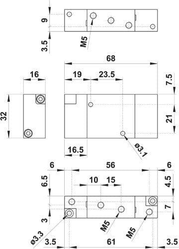 AZ PNEUMATICA Air Pilot Valves 05.252.4 (455 CC) : AZ Pneumatica 5/2 M5 Dual pneumatic pilot
