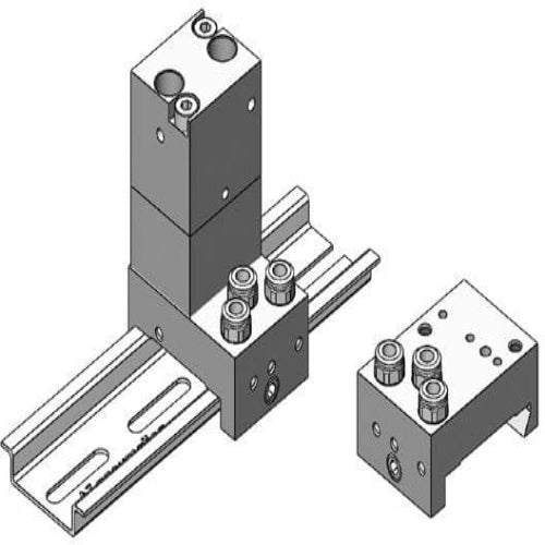 AZ PNEUMATICA Logic Valves 08.039.3 : AZ Pneumatica Single sub-base for assembling of CR logic elements Mounted on omega profile bar