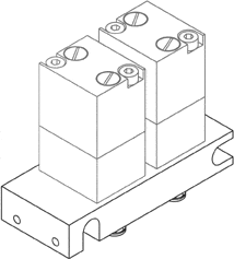 AZ PNEUMATICA Logic Valves 08.049.3 : AZ Pneumatica Double sub-base for assembling CR logic elements (not compatible with omega profile rail)