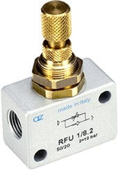 AZ PNEUMATICA Logic Valves 12.000.4 (RFU 1/8.2) : AZ Pneumatica uni-directional flow regulator 1/8", passaggio 2