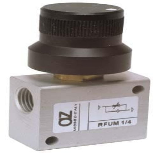 AZ PNEUMATICA Logic Valves 12.005.4 (RFUM 1/4) : AZ Pneumatica uni-directional flow regulator 1/4" con manopola