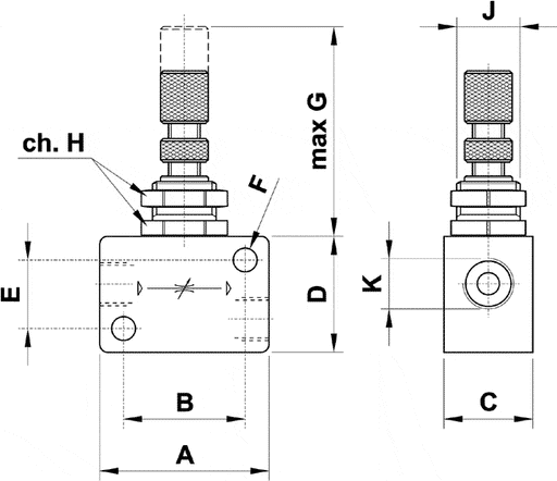 AZ PNEUMATICA Logic Valves 12.007.4 (RFB 1/4) : AZ Pneumatica bi-directional flow regulator 1/4"
