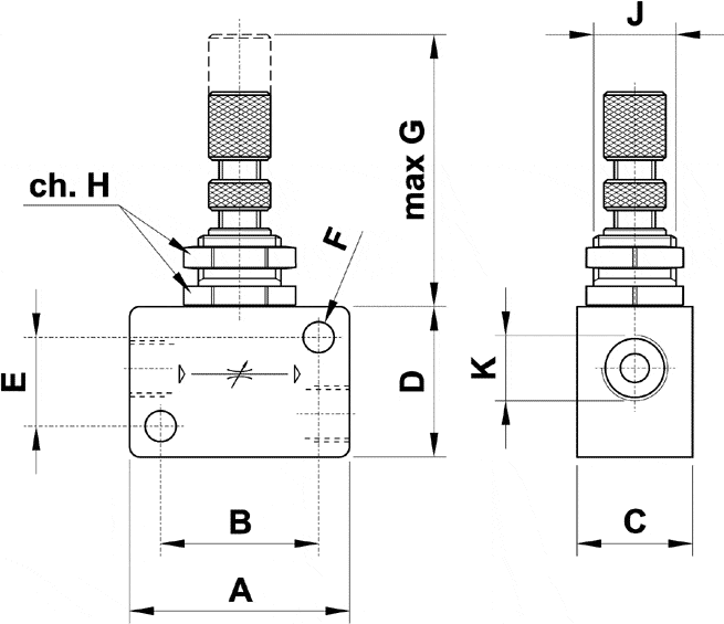 AZ PNEUMATICA Logic Valves 12.008.4 (RFB 3/8) : AZ Pneumatica bi-directional flow regulator 3/8"