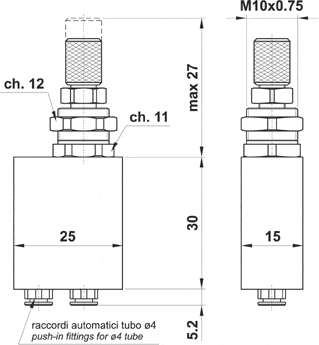 AZ PNEUMATICA Logic Valves 12.018.4 : AZ Pneumatica uni-directional flow regulator con push-in fitting for tubing ø4
