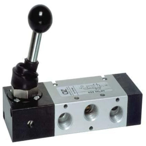 AZ PNEUMATICA Manual Valves 01.056.4 (522 ML90) : AZ Pneumatica 5/2 1/4" 90° lever , Spring return