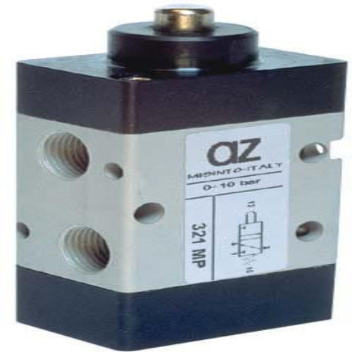 AZ PNEUMATICA Micro and Mechanical Valves 00.077.4 (321 MP) : AZ Pneumatica 3/2 1/8" Tappet, Spring return