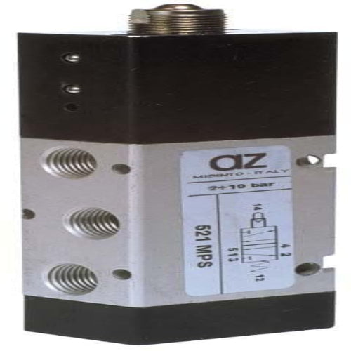 AZ PNEUMATICA Micro and Mechanical Valves 00.081.4 (521 MPS) : AZ Pneumatica 5/2 1/8" servo-piloted tappet, Spring return
