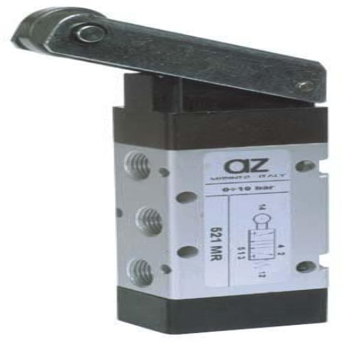 AZ PNEUMATICA Micro and Mechanical Valves 00.083.4 (521 MR) : AZ Pneumatica 5/2 1/8" roller lever, Spring return
