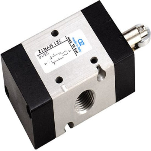 AZ PNEUMATICA Micro and Mechanical Valves 00.280.4/G12 (321 MYR12) : AZ Pneumatica mechanically actuated valve  3/2 1/8" push button With roller bearing, Spring return