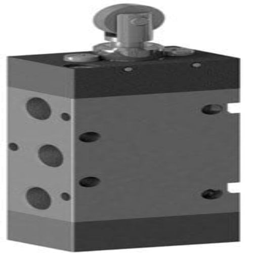 AZ PNEUMATICA Micro and Mechanical Valves 00.282.4/G12 (521 MYR12) : AZ Pneumatica mechanically actuated valve  5/2 1/8" push button With roller bearing, Spring return