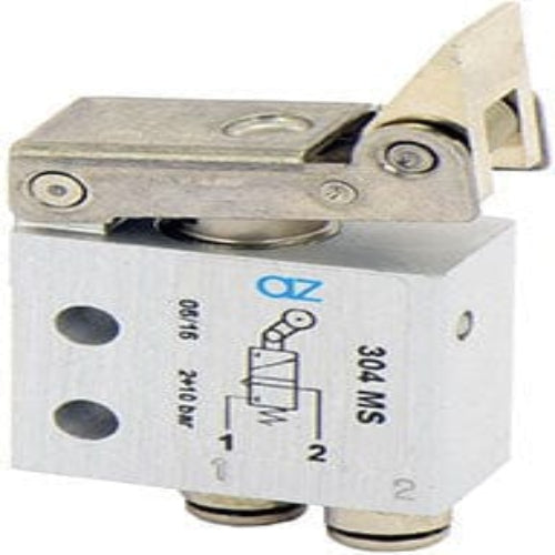 AZ PNEUMATICA Micro and Mechanical Valves 08.033.4 (304 MS) : AZ Pneumatica 3/2 NC, push-in fitting for tubing ø4, uni-directional lever