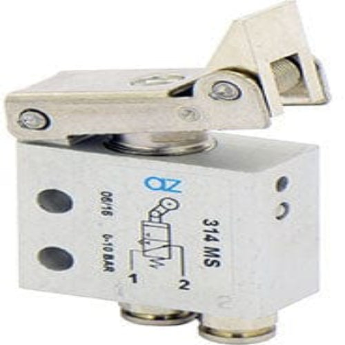 AZ PNEUMATICA Micro and Mechanical Valves 08.038.4 (314 MS) : AZ Pneumatica 3/2 NO, push-in fitting for tubing ø4, uni-directional lever
