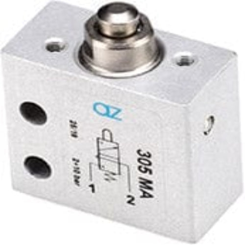 AZ PNEUMATICA Micro and Mechanical Valves 08.040.4 (305 MA) : AZ Pneumatica 3/2 NC, threaded ports M5, push button