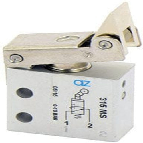 AZ PNEUMATICA Micro and Mechanical Valves 08.048.4 (315 MS) : AZ Pneumatica 3/2 NO, threaded ports M5, uni-directional lever