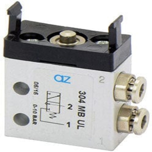 AZ PNEUMATICA Micro and Mechanical Valves 08.051.4 (304 MB UL) : AZ Pneumatica 3/2 NC, push-in fitting for tubing ø4 (ports on the side), actuator adaptor for panel mounting