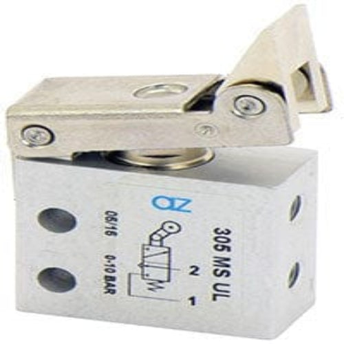 AZ PNEUMATICA Micro and Mechanical Valves 08.058.4 (305 MS UL) : AZ Pneumatica 3/2 NC, threaded ports M5 (ports on the side), uni-directional lever