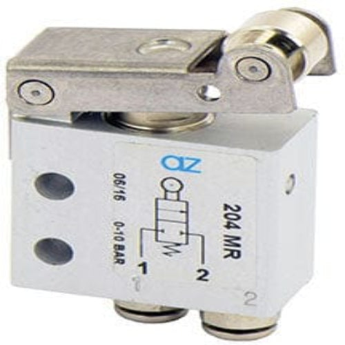 AZ PNEUMATICA Micro and Mechanical Valves 08.111.4 (204 MR) : AZ Pneumatica 2/2 NC, push-in fitting for tubing ø4, roller lever