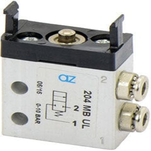 AZ PNEUMATICA Micro and Mechanical Valves 08.130.4 (204 MB UL) : AZ Pneumatica 2/2 NC, push-in fitting for tubing ø4 (ports on the side), actuator adaptor for panel mounting
