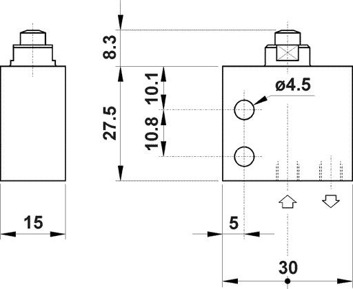 AZ PNEUMATICA Micro and Mechanical Valves 08.141.4 (205 MA) : AZ Pneumatica 2/2 NC, threaded ports M5, push button