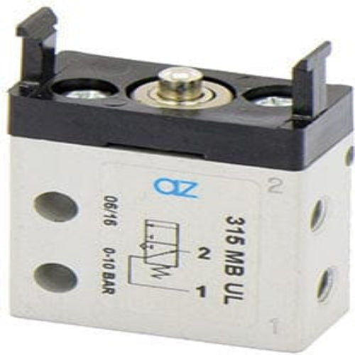 AZ PNEUMATICA Micro and Mechanical Valves 08.175.4 (315 MB UL) : AZ Pneumatica 3/2 NO, threaded ports M5 (ports on the side), actuator adaptor for panel mounting