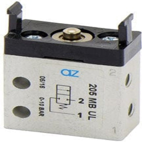 AZ PNEUMATICA Micro and Mechanical Valves 08.187.4 (205 MB UL) : AZ Pneumatica 2/2 NC, threaded ports M5 (ports on the side), actuator adaptor for panel mounting