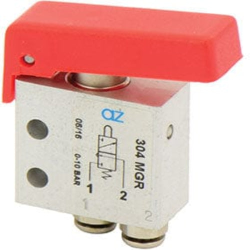 AZ PNEUMATICA Micro and Mechanical Valves 08.212.4 (304 MGR) : AZ Pneumatica 3/2 NC, push-in fitting for tubing ø4, pushbuttons Red