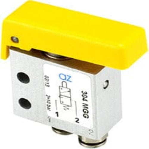 AZ PNEUMATICA Micro and Mechanical Valves 08.213.4 (304 MGG) : AZ Pneumatica 3/2 NC, push-in fitting for tubing ø4, pushbuttons YELLOW