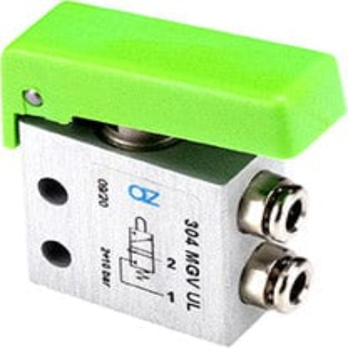 AZ PNEUMATICA Micro and Mechanical Valves 08.218.4 (304 MGV UL) : AZ Pneumatica 3/2 NC, push-in fitting for tubing ø4 (ports on the side),pushbuttons Green
