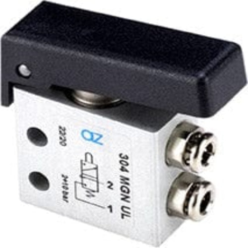 AZ PNEUMATICA Micro and Mechanical Valves 08.219.4 (304 MGN UL) : AZ Pneumatica 3/2 NC, push-in fitting for tubing ø4 (ports on the side),pushbuttons Black