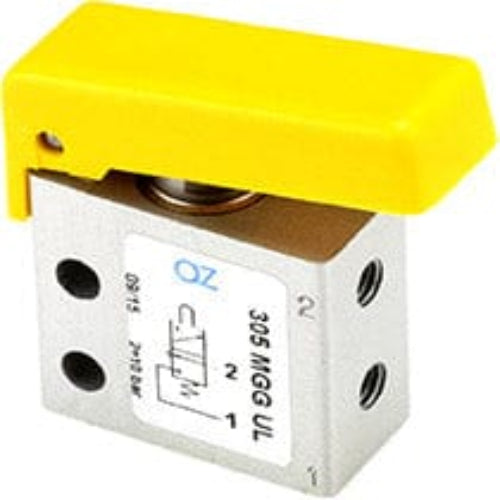 AZ PNEUMATICA Micro and Mechanical Valves 08.225.4 (305 MGG UL) : AZ Pneumatica 3/2 NC, threaded ports M5 (ports on the side), pushbuttons YELLOW