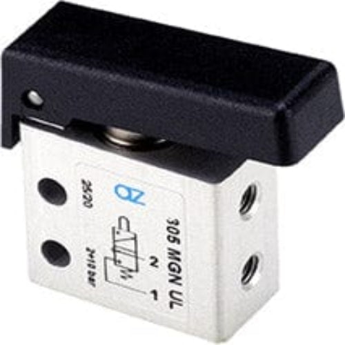 AZ PNEUMATICA Micro and Mechanical Valves 08.227.4 (305 MGN UL) : AZ Pneumatica 3/2 NC, threaded ports M5 (ports on the side),pushbuttons Black