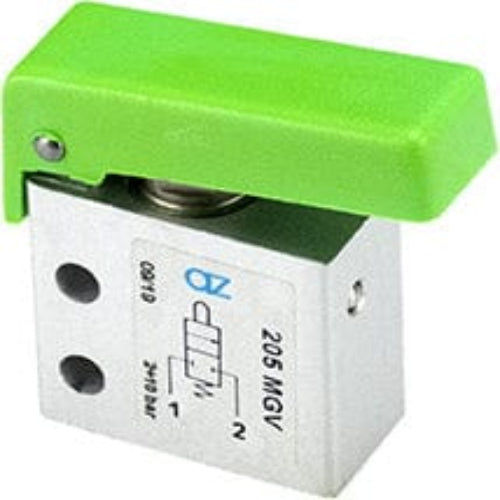 AZ PNEUMATICA Micro and Mechanical Valves 08.238.4 (205 MGV) : AZ Pneumatica 2/2 NC, threaded ports M5,pushbuttons Green