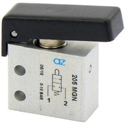 AZ PNEUMATICA Micro and Mechanical Valves 08.239.4 (205 MGN) : AZ Pneumatica 2/2 NC, threaded ports M5,pushbuttons Black