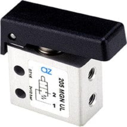 AZ PNEUMATICA Micro and Mechanical Valves 08.243.4 (205 MGN UL) : AZ Pneumatica 2/2 NC, threaded ports M5 (ports on the side),pushbuttons Black