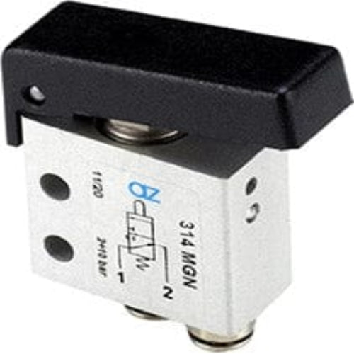 AZ PNEUMATICA Micro and Mechanical Valves 08.247.4 (314 MGN) : AZ Pneumatica 3/2 NO, push-in fitting for tubing ø4,pushbuttons Black