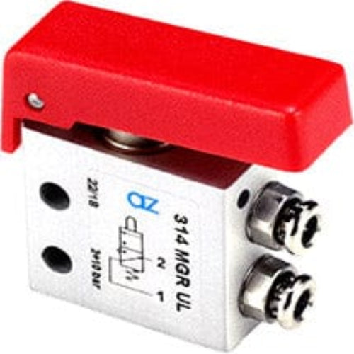 AZ PNEUMATICA Micro and Mechanical Valves 08.248.4 (314 MGR UL) : AZ Pneumatica 3/2 NO, push-in fitting for tubing ø4 (ports on the side), pushbuttons Red